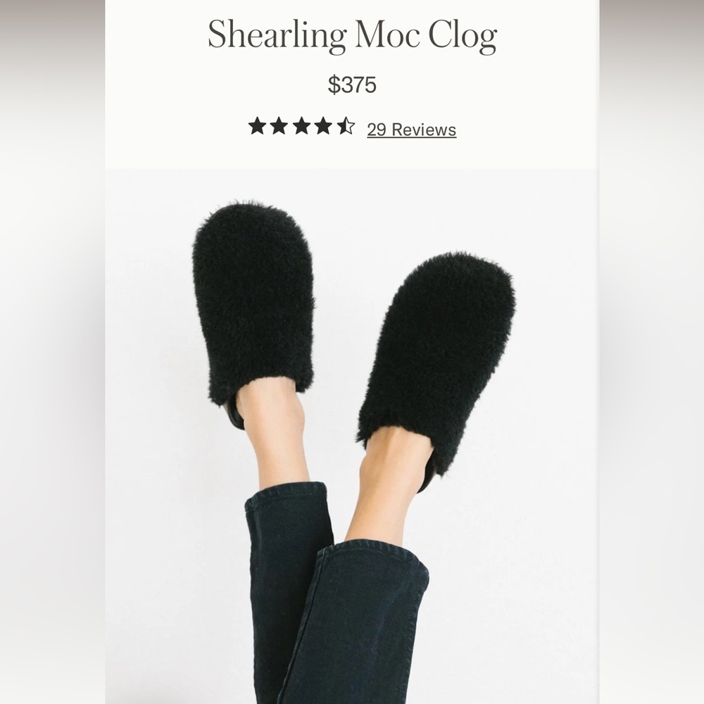 Jenni Kayne black shearling moc clogs, size 38